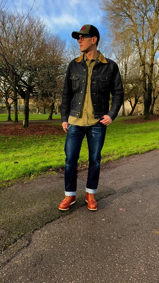 Instagram post by @joey_sam_blue for Red Wing Shoes. Caption reads: Rugged style of the day with my favourite denim....