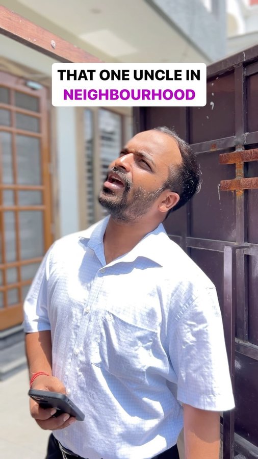 Instagram post by @ankur_agarwal_vines for Magicbricks. Caption reads: THAT ONE UNCLE IN THE NEIGHBOURHOOD! 

Discover....