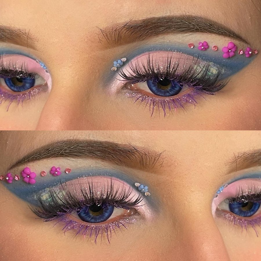 Instagram post by @bubumakeupwork for Eylure. Caption reads: [...] „Electric Blue Blink”[współpraca]....
