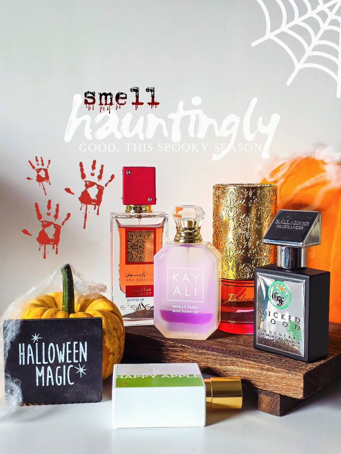 Instagram post by @scentsandsillage_ for Sphinx Fragrances. Caption reads: ✨ Smell 𝖍𝖆𝖚𝖓𝖙𝖎𝖓𝖌𝖑𝖞 𝖌𝖔𝖔𝖉 this spooky....