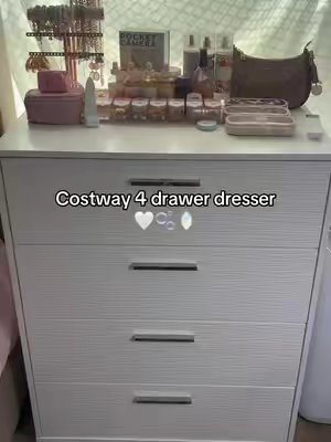 TikTok post by @sincerelydanesha for Costway. Caption reads: So perfect 🤍🫧🪞! #whitedresser #costway....