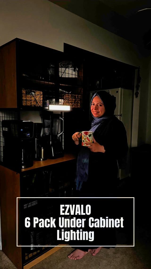 Instagram post by @ugcbyleyla for EZVALO. Caption reads: [...] become? These under-cabinet lights by EZVALO....