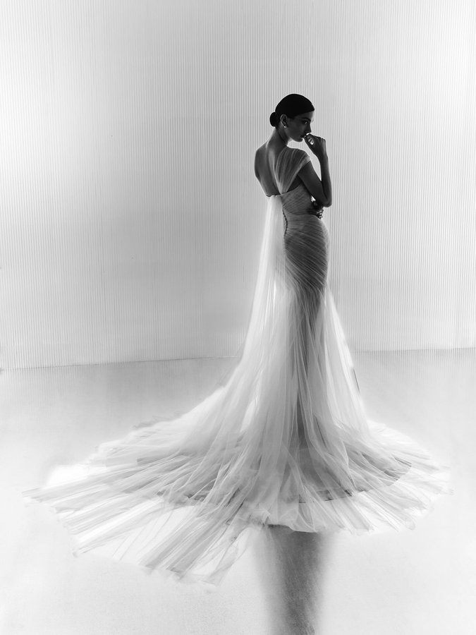 Instagram post by @elisabettafranchi_bridal for Elisabetta Franchi. Caption reads: Introducing the new @elisabettafranchi x Pronovias....