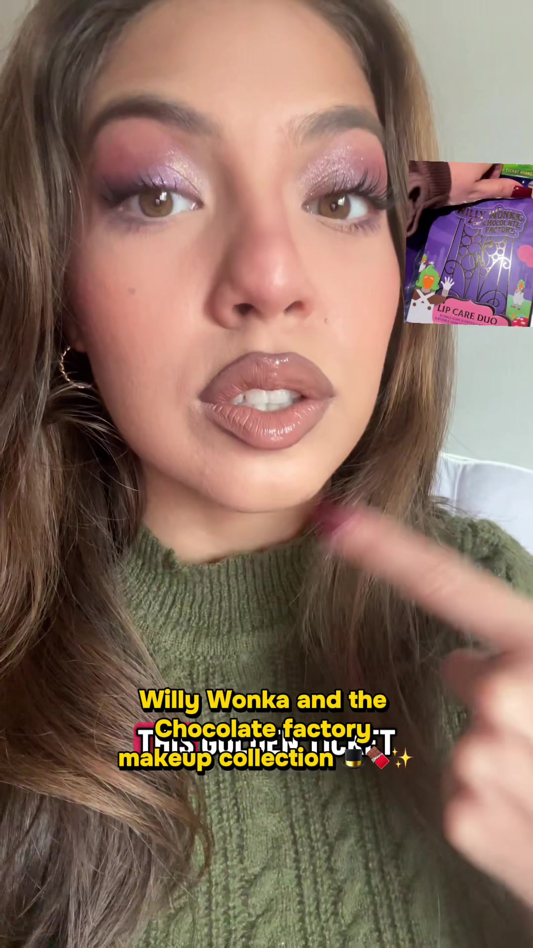 TikTok post by @growingwithpriscila for Glamlite Cosmetics. Caption reads: Wonka collection by @Glamlite #glamlite....