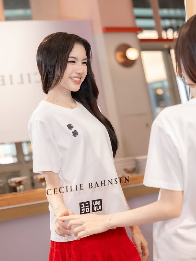 Instagram post by @pangjiewr for UNIQLO Thailand. Caption reads: [...] and Cecilie Bahnsen Collection....