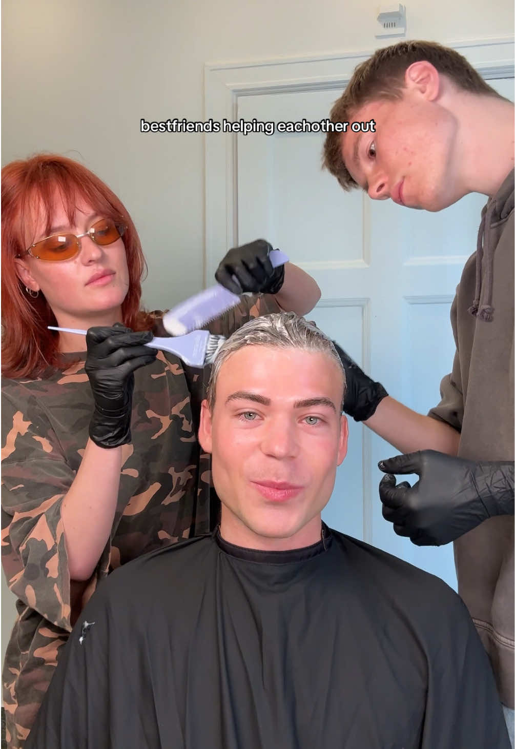 TikTok post by @adamlukacs for Maria Nila. Caption reads: got a bleach and tone 🤭 ad/ @Maria Nila 💘 #toner....