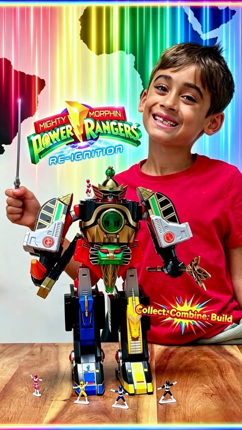 Instagram post by @fathergoodadventures for Smyths Toys Superstores. Caption reads: ⚡️🦖 IT’S MORPHIN TIME! ⚡️🦖 The Mighty Morphin....
