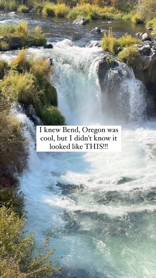 Instagram post by @eagertravele for Visit Bend Oregon. Caption reads: Are you convinced yet?! . 🍁Bend’s outdoor and....