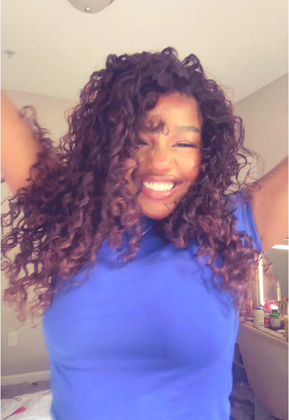 TikTok post by @davidathediva for Ashimary Hair. Caption reads: link to hair!☺️💖(I just dyed mine!) posting a....
