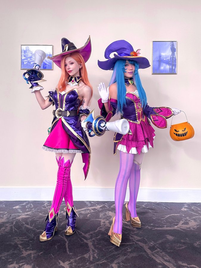 Instagram post by @anaelic_ for League of Legends. Caption reads: [...] more than makes up for it 🔮💜🎃....