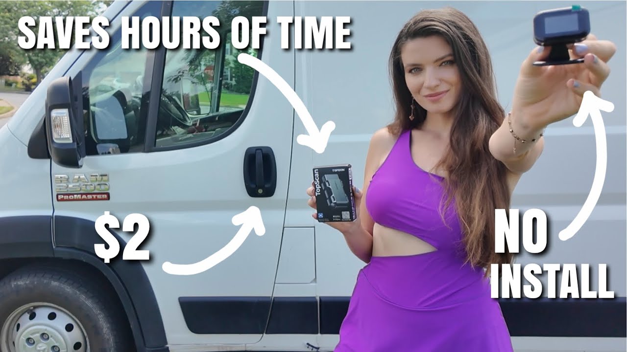 YouTube post by @ToryDelury for Topdon. Caption reads: 21 Cheap & Simple Cab UPGRADES Your Camper Van....