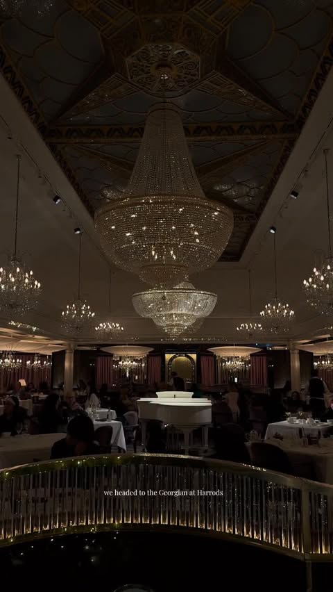 Instagram post by @lucyy.jd for Harrods. Caption reads: [...] afternoon tea menu at The Georgian....