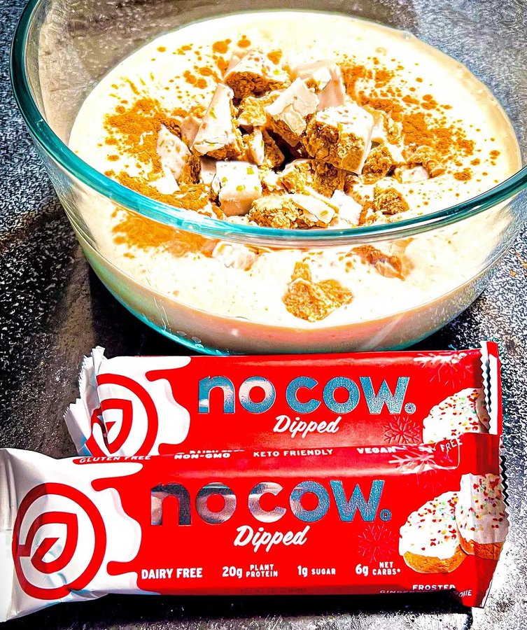 Instagram post by @thebodybuildingvegan for No Cow. Caption reads: #sponsored @nocow Smoothie Bowls may have become....