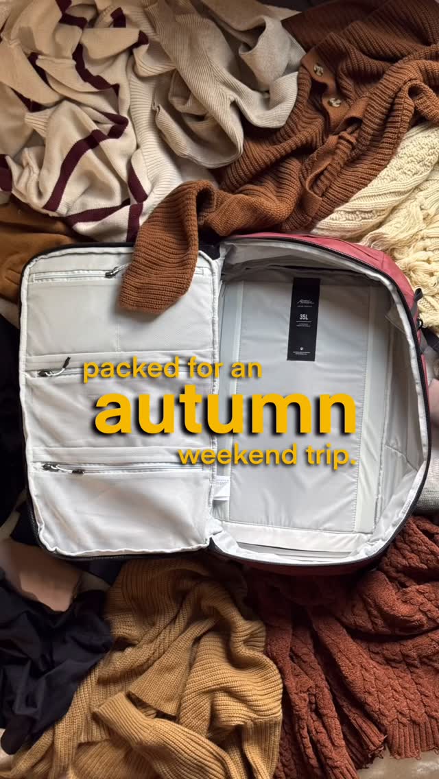 Instagram post by @benicey_ for Matador Equipment. Caption reads: [...] GlobeRider35 Travel Backpack from....