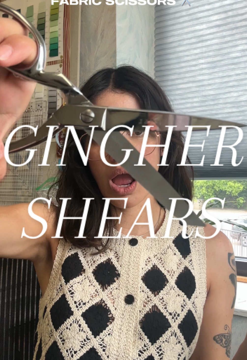 TikTok post by @alexestcline for Fiskars. Caption reads: [...] snag them for my first-ever dress!  @Fiskars....