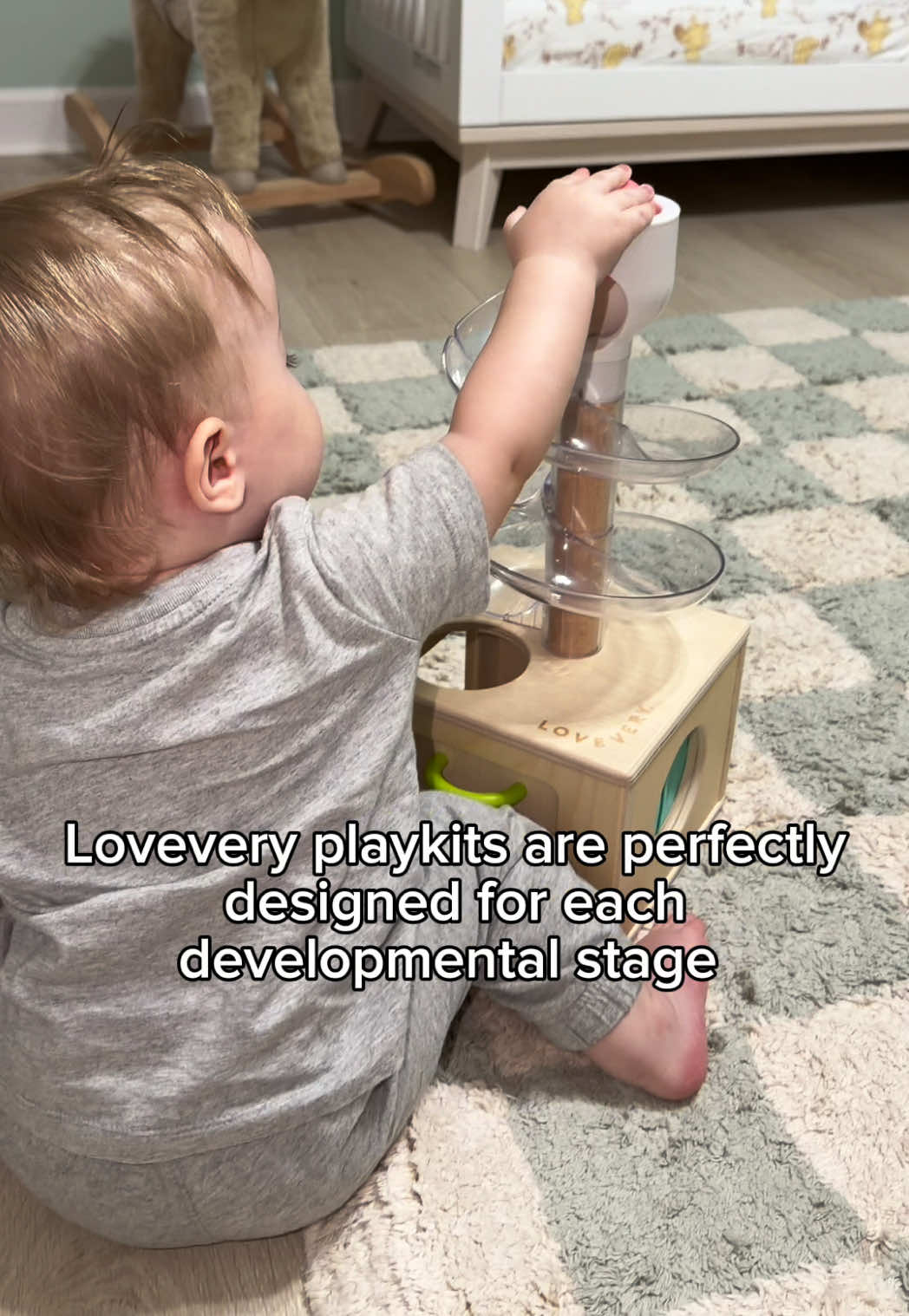 TikTok post by @mari_rosenberg for Lovevery. Caption reads: @Lovevery toys were with us every step [...].