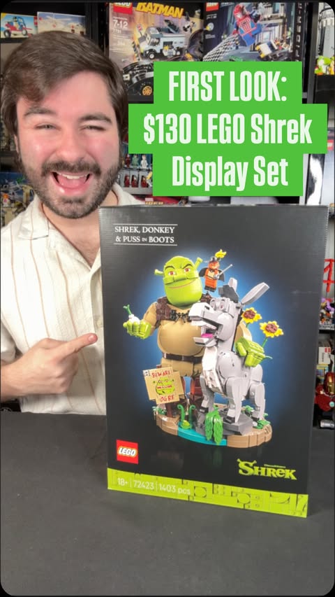 Instagram post by @minisuperheroestoday for DreamWorks. Caption reads: [...] #pussinboots #legoreview @shrek @dreamworks.