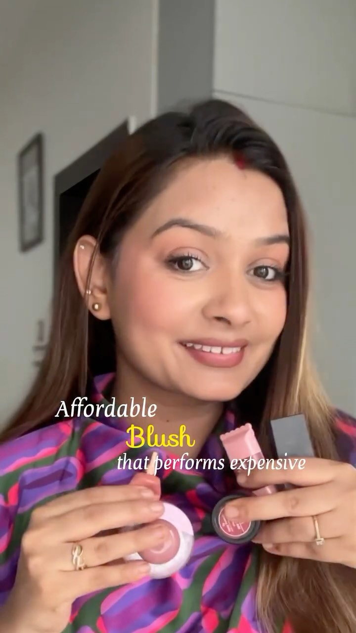 Instagram post by @makeovers_meghna for Praush Beauty. Caption reads: Affordable blushes that perform....