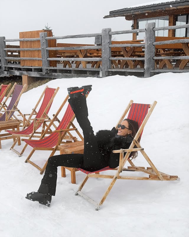 Instagram post by @kateehutchins for Goldbergh. Caption reads: Ad Back to black in @goldbergh 🖤.