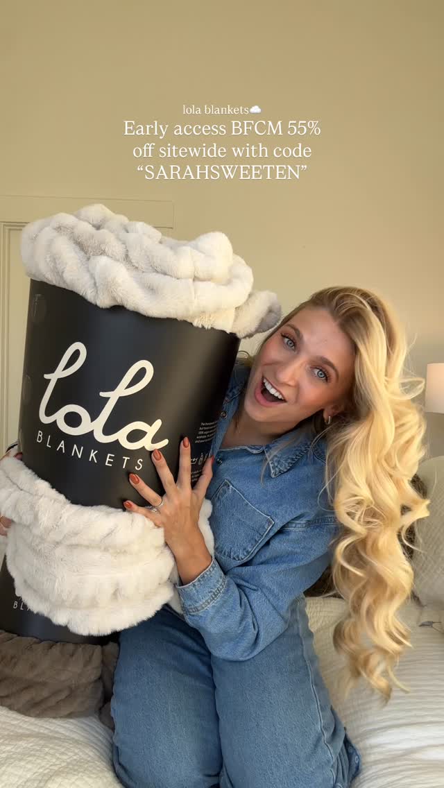Instagram post by @sarah_sweeten_ for Lola Blankets. Caption reads: [...] “SARAHSWEETEN” for early access to....