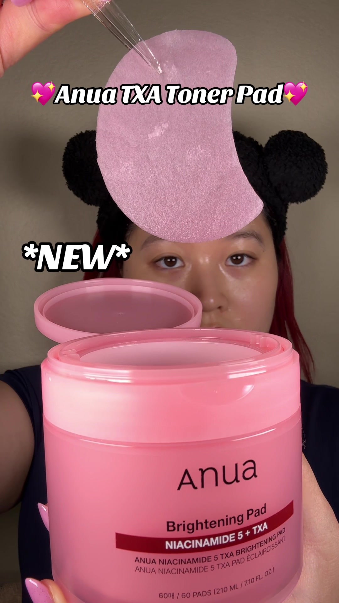 TikTok post by @trishlovesskincare for Anua. Caption reads: Anua TXA Toner Pads!!!💖✨ @Anua Store [...].