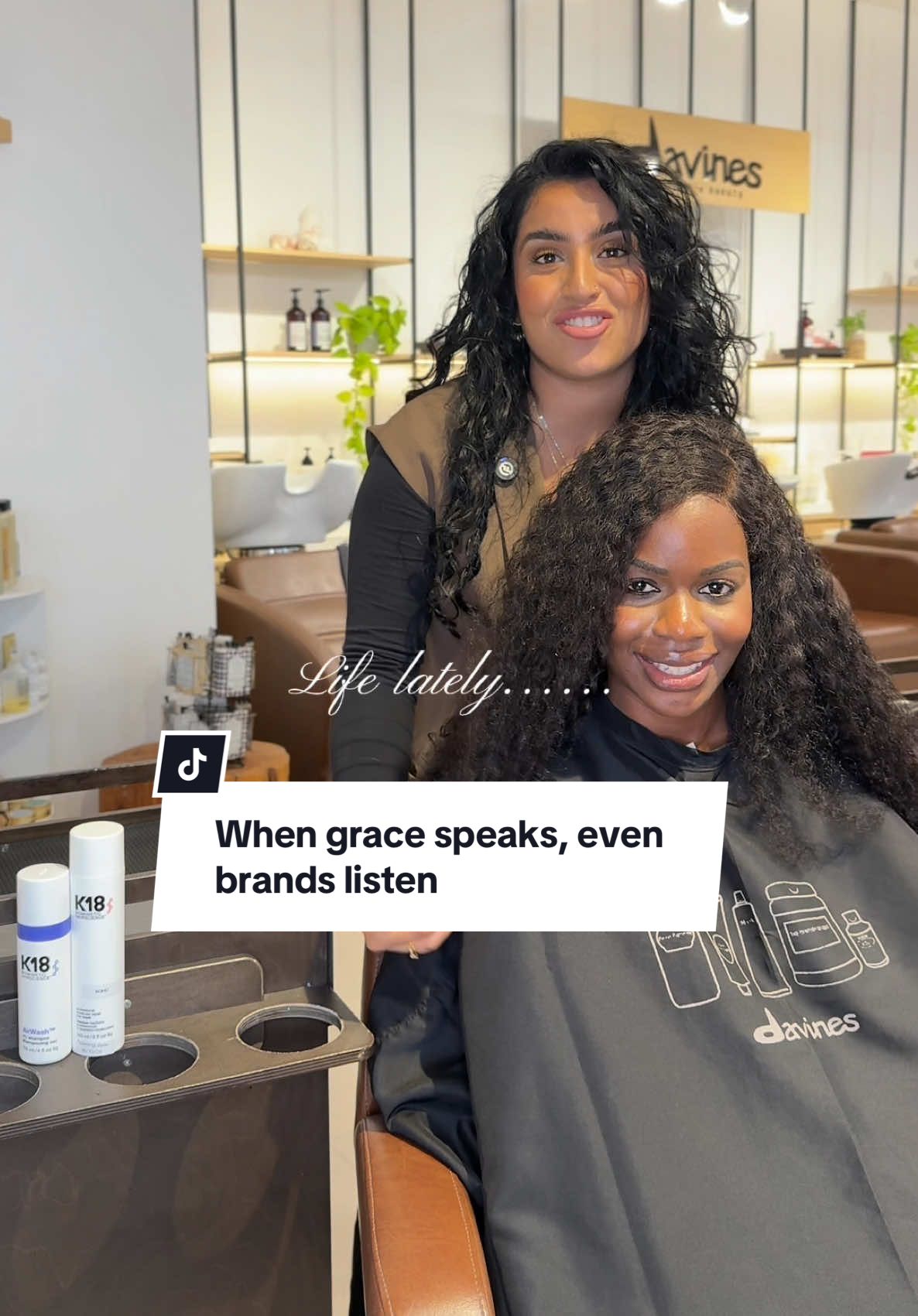 TikTok post by @haddybks for Davines. Caption reads: More than my mouth can testify truly God has been....