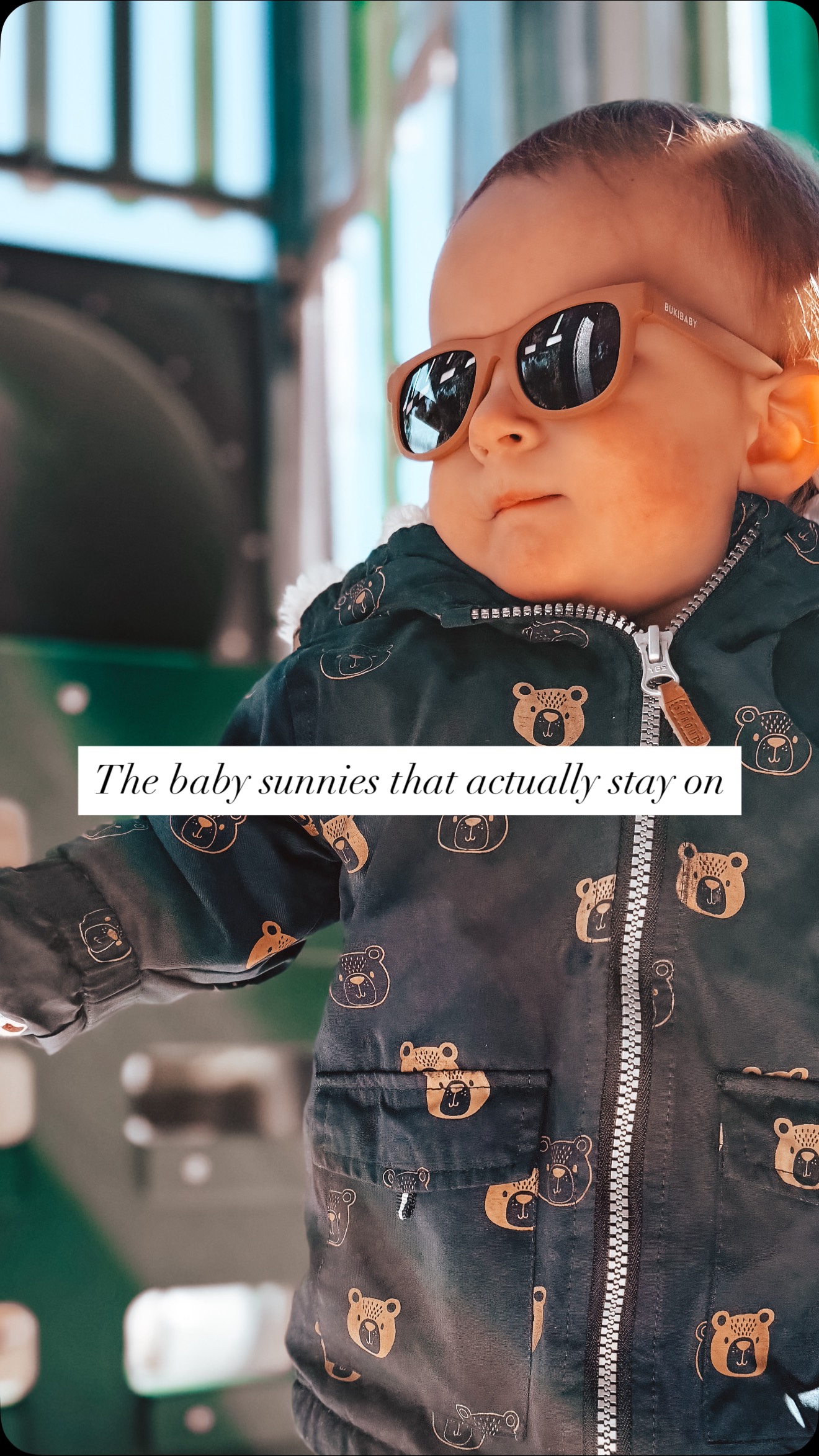 Instagram post by @thened_family for Polarised Baby Sunglasses. Caption reads: Okay, these baby sunnies? Worth. It.😎 We’ve been....