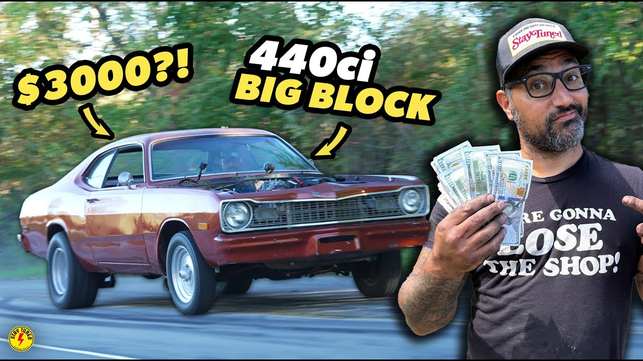YouTube post by @StayTunedTA for Castrol. Caption reads: I Bought a 440 Big Block Swapped Dodge Dart at....