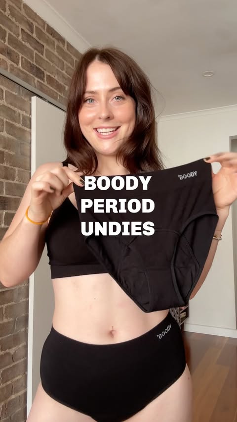 Instagram post by @lucymneville for Boody. Caption reads: [...] favourite monthly visitor 👀 @boody #period....