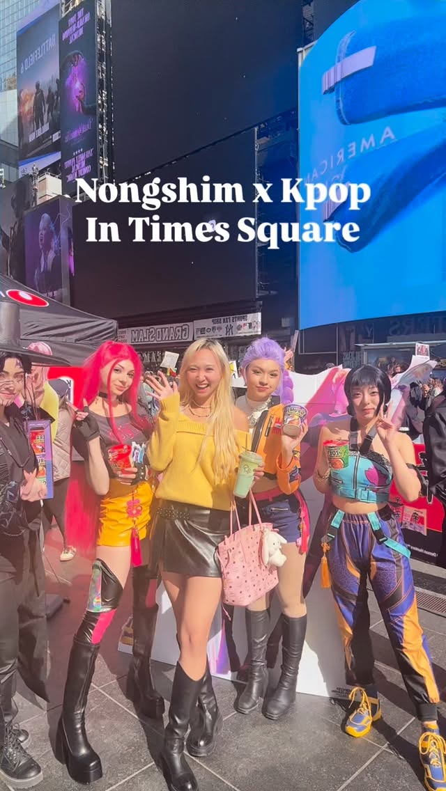 Instagram post by @dear_corneliaaa for Nongshim USA. Caption reads: 📢The new KPop Demon Hunters Shin Ramyun is now....