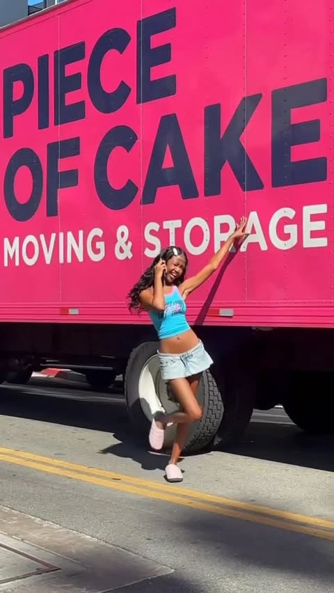 Instagram post by @sevahsevah for Piece of Cake Moving & Storage®. Caption reads: thank you @pieceofcakemoving 🍰💕 use my code....