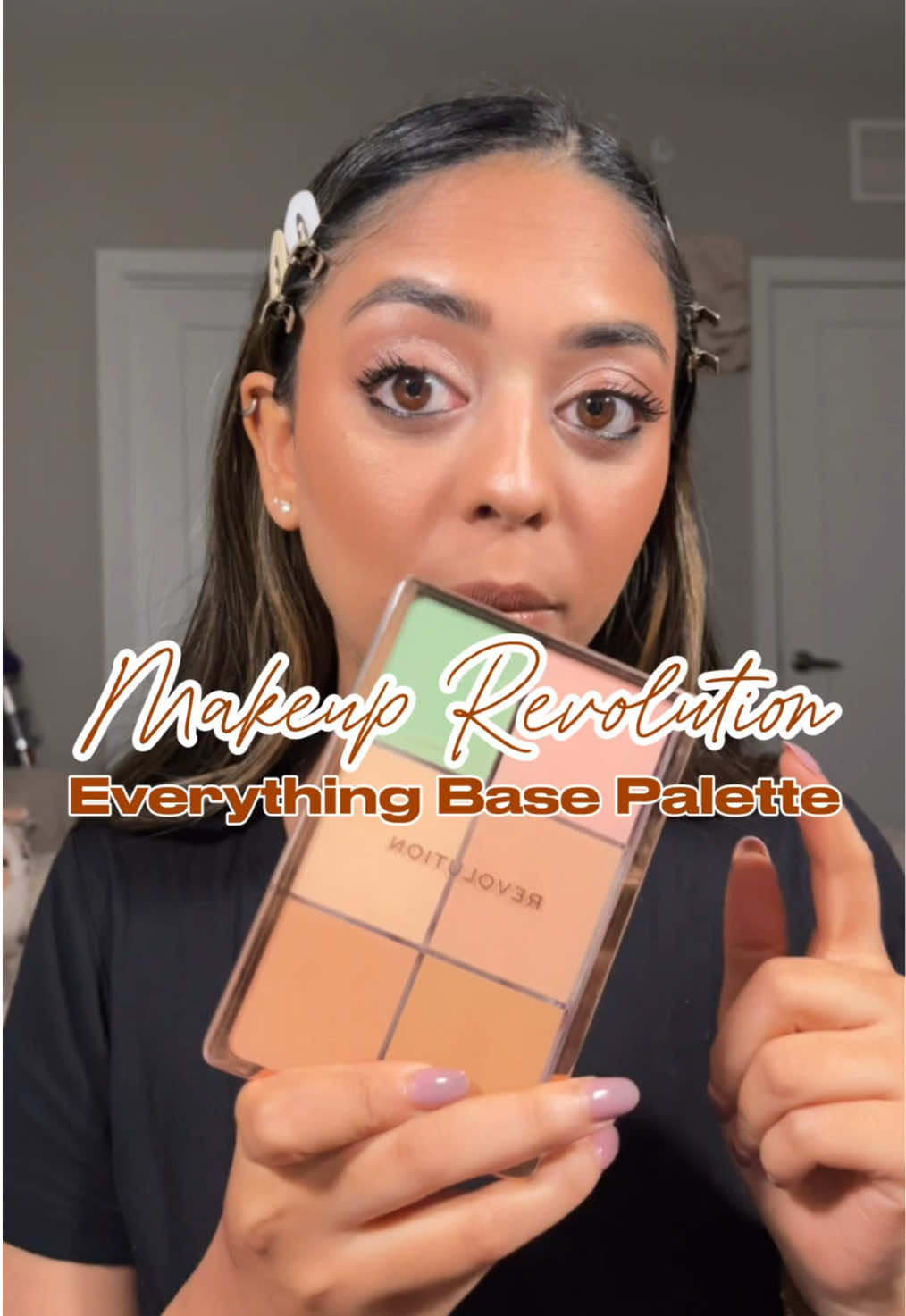 TikTok post by @poojajain2282 for Makeup Revolution. Caption reads: A $16 dupe for the makeup forever face palette is....