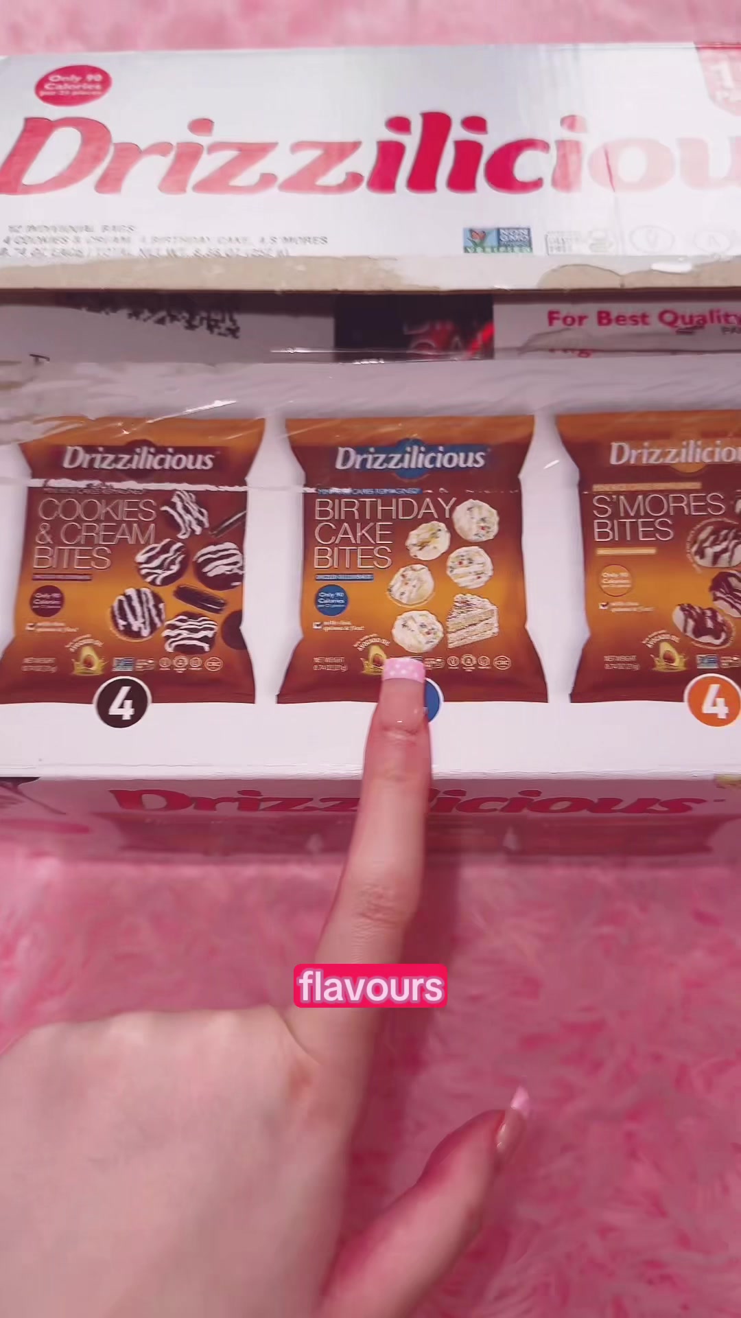 TikTok post by @phokyo for Drizzilicious. Caption reads: @Drizzilicious so yum 💕 #drizzilicious #snacks....