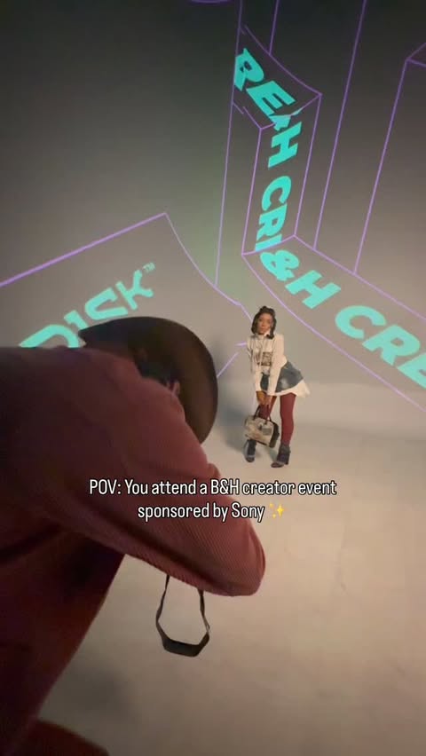 Instagram post by @hi.lexachan for B&H Photo Video. Caption reads: New Side Quest Unlocked ✨ Styling video of this....