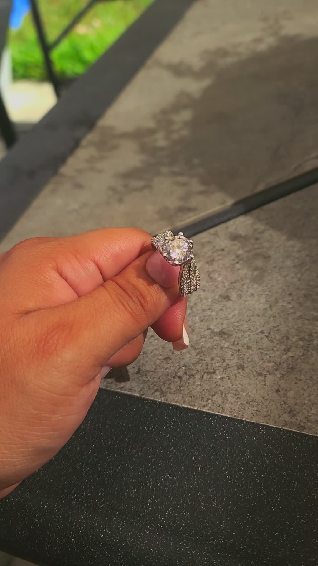 TikTok post by @tinas_w0rld for YSDD Jewelry. Caption reads: [...] #moissanite #engagementring @YSDD Jewelry....