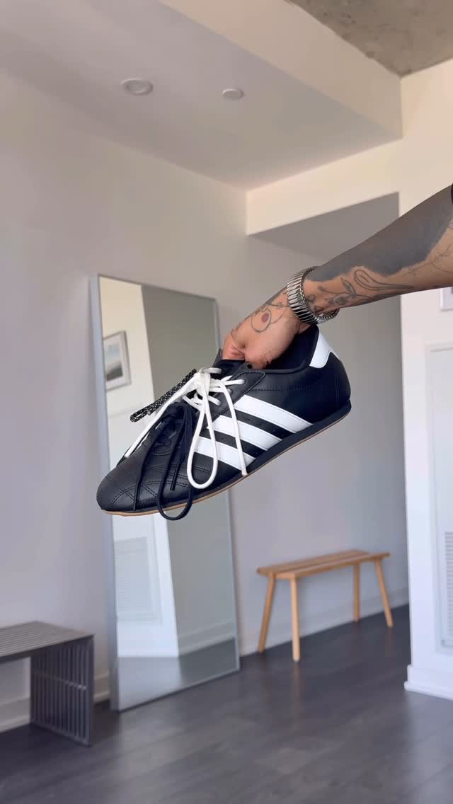 Instagram post by @justmelines for Foot Locker. Caption reads: #ad / split lace fun on the @adidasoriginals....