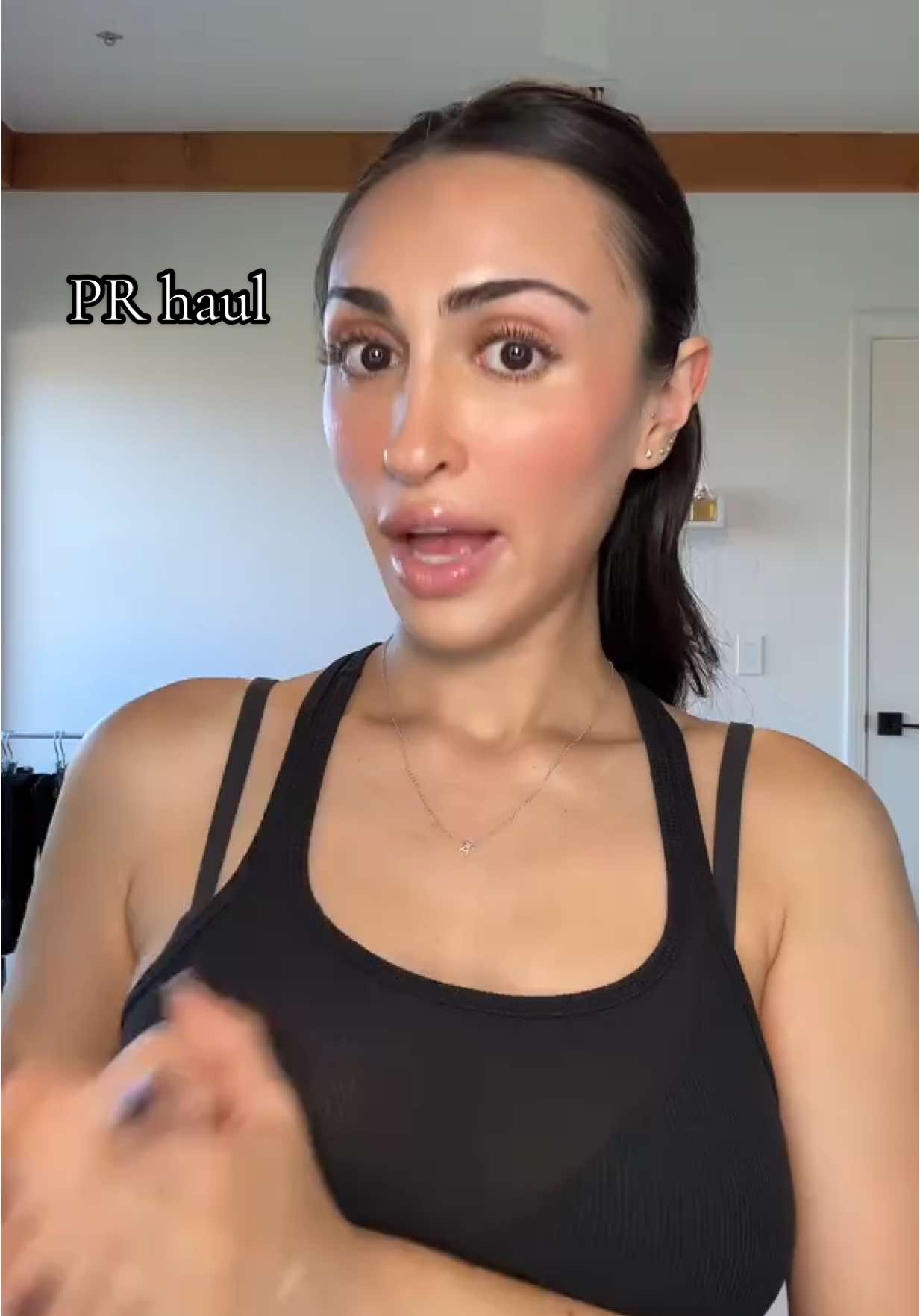 TikTok post by @dariakateb for Davines. Caption reads: a haul of all the amazing things I’ve gotten in PR....