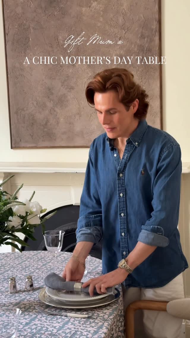Instagram post by @louiburke for Pottery Barn. Caption reads: [...] table with a few timeless pieces from....