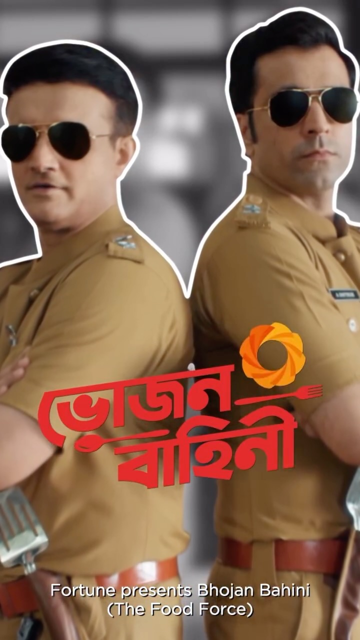 Instagram post by @kolkatasutra for Fortune Foods. Caption reads: Ei Police Jodi aar Fortune Foods amader rannaghor....