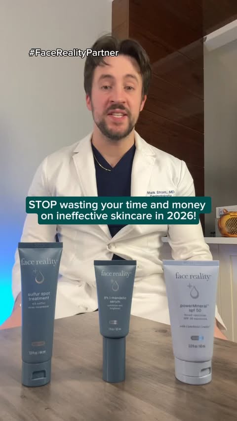 Instagram post by @dermarkologist for Face Reality. Caption reads: #FaceRealityPartner STOP wasting your time and....