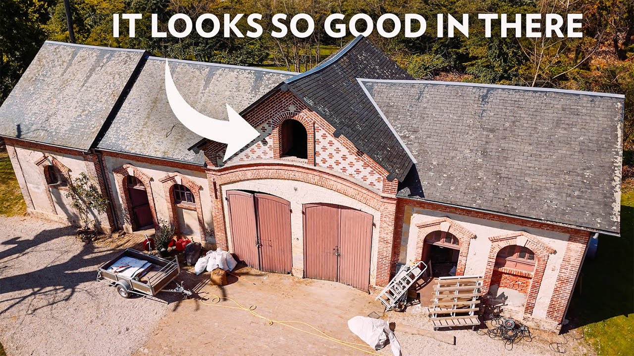 YouTube post by @HowToRenovateAChateau for Lingoda. Caption reads: First MAJOR Milestone completed in the 200 Year....
