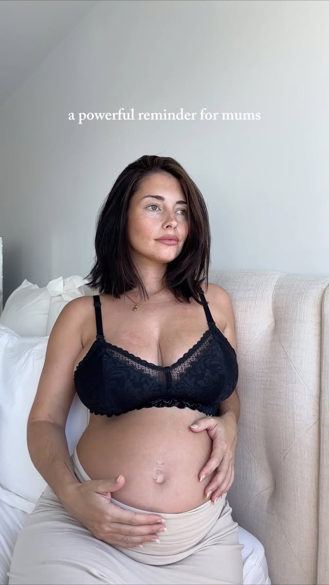 Instagram post by @lorenrecchi for MORROW+MINT. Caption reads: Becoming a mum, I wish someone told me: To embrace....