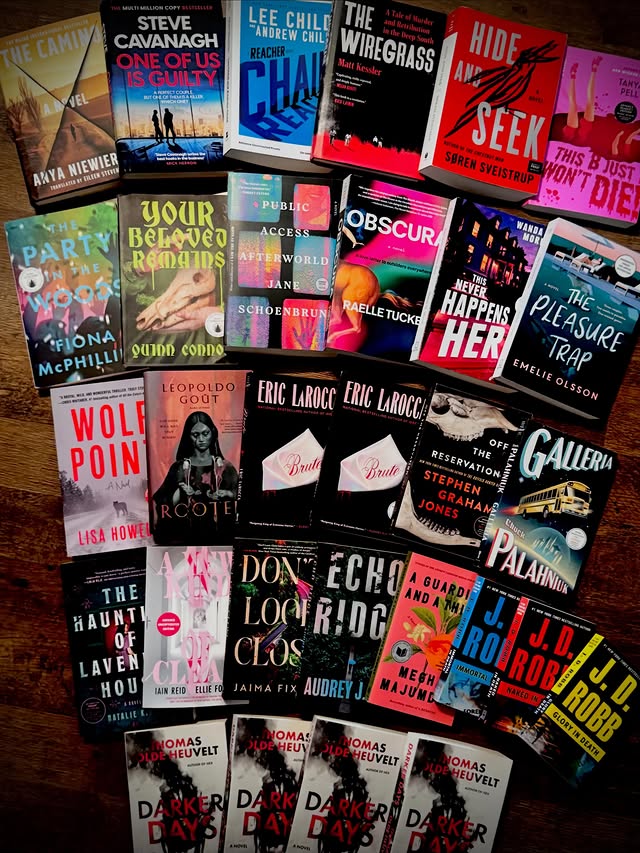 Instagram post by @nikkileethrillseeker for Grand Central Publishing. Caption reads: 🔥BOOK MAIL🔥 Thank you to the tagged publishers,....