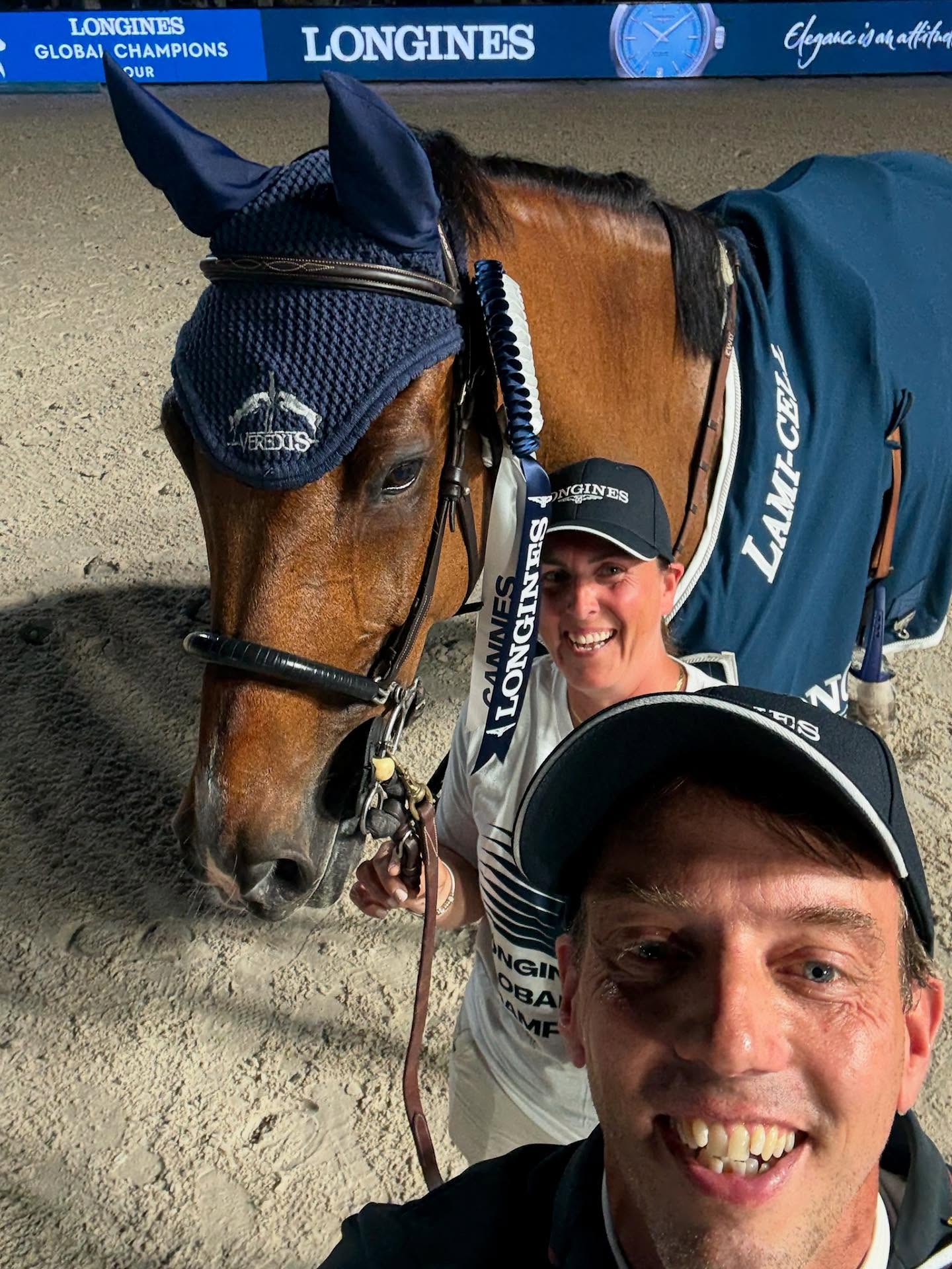 Instagram post by @harriesmolders for Longines. Caption reads: Best day ever? @harriesmolders 🥹🏆

#LGCT....
