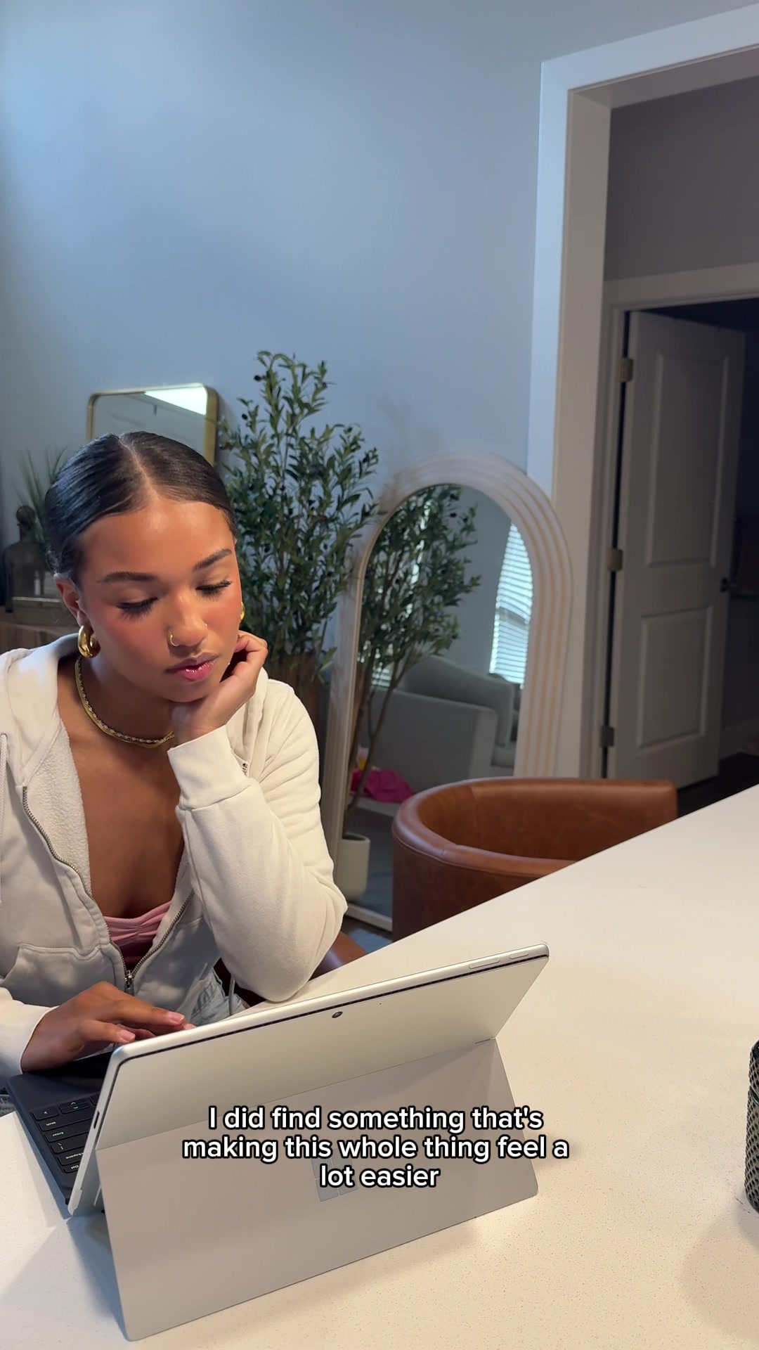 TikTok post by @ashleeswest for Windows. Caption reads: #MicrosoftPartner Stressing less with my Windows....