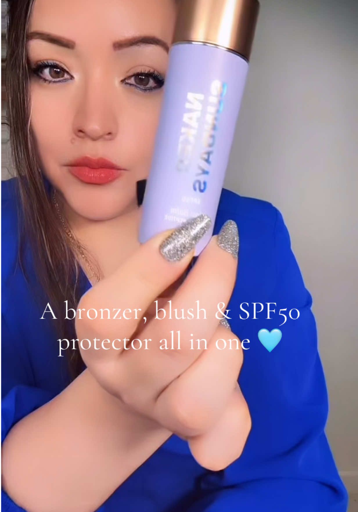 TikTok post by @ivette_vibes for NAKED SUNDAYS. Caption reads: A bronzer, blush & SPF50 protector all in one by....