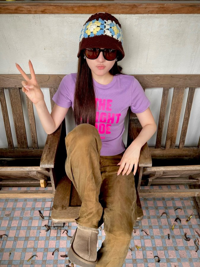 Instagram post by @primiily for EssilorLuxottica. Caption reads: ✌🏻🍄💓 @miumiu @essilorluxottica ✨#MiuMiuEyewear.