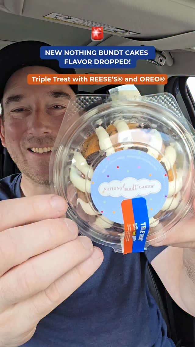 Instagram post by an influencer for Nothing Bundt Cakes. Caption reads: Three flavors, one perfect bite — Meet the Triple....
