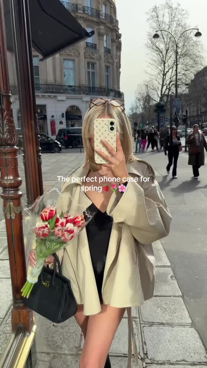 TikTok post by @imogennnnlouiseee for Coconut Lane. Caption reads: @Coconut Lane 🍓🍓 The most perfect phone case for....