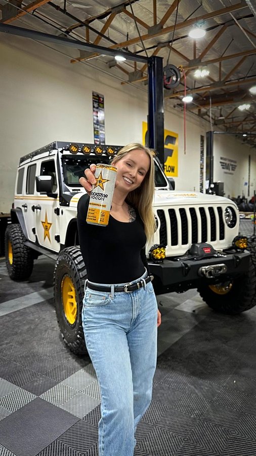 Instagram post by an influencer for Rockstar Energy. Caption reads: [...] could be yours thanks to @RockstarEnergy !....